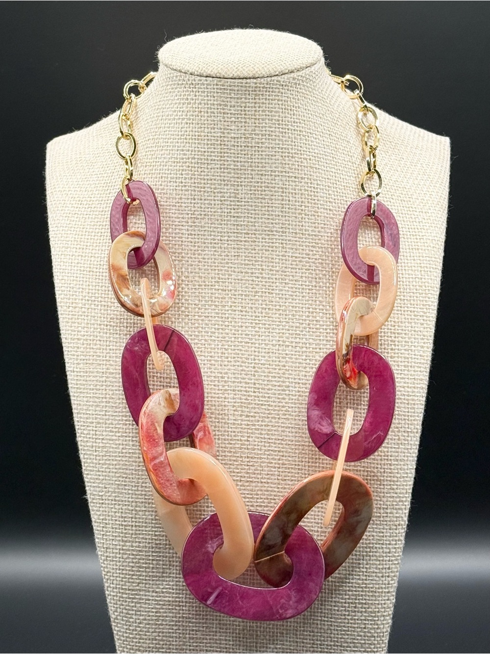 Hobbs of London Gild-Tone Joy Resin Necklace in Pink Multi